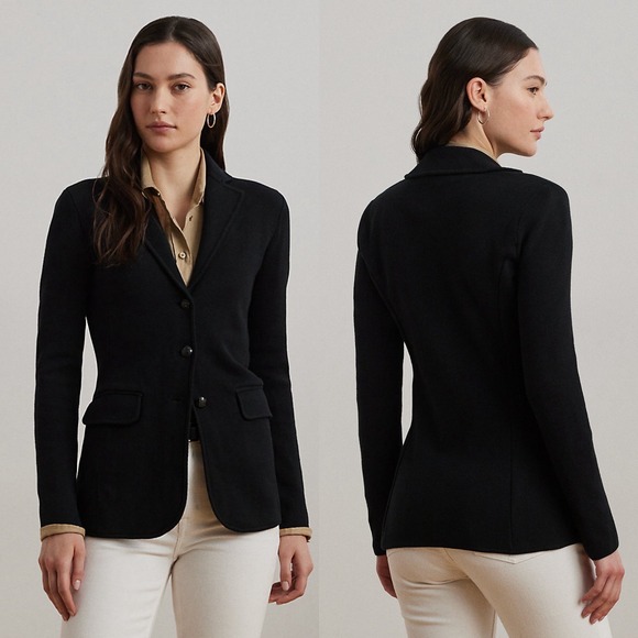 Ralph Lauren Jackets & Blazers - Ralph Lauren Black Knit SweaterBlazer Womens Size XS Double Button Professional